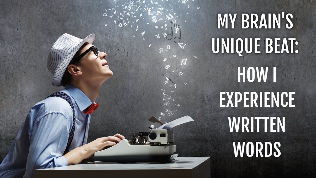 A 1950s reporter sits at a typewriter as glowing lights rise from the keys, representing ideas and the instinctive flow of creative writing