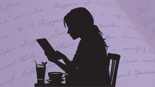 woman reviewer with ipad and coffee