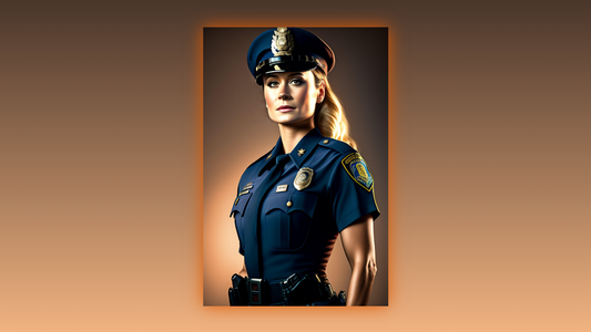 A veteran woman police officer in full uniform, representing the experience and composure that separates seasoned cops from rookies